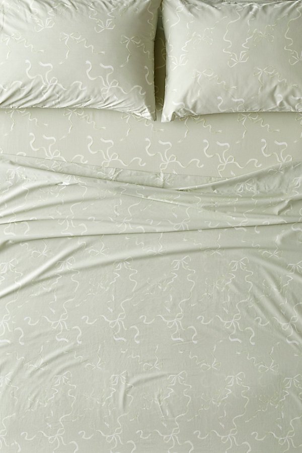 Urban Outfitters Painted Bows Sheet Set In Green At