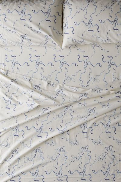 Urban Outfitters Painted Bows Sheet Set In Blue At