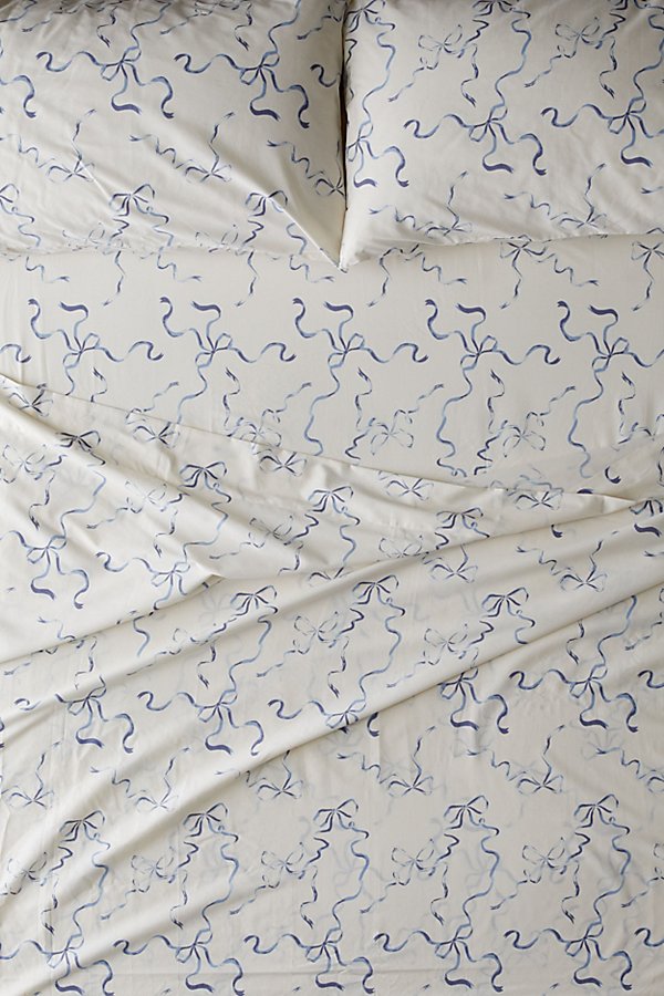 Urban Outfitters Painted Bows Sheet Set In Blue At  In White