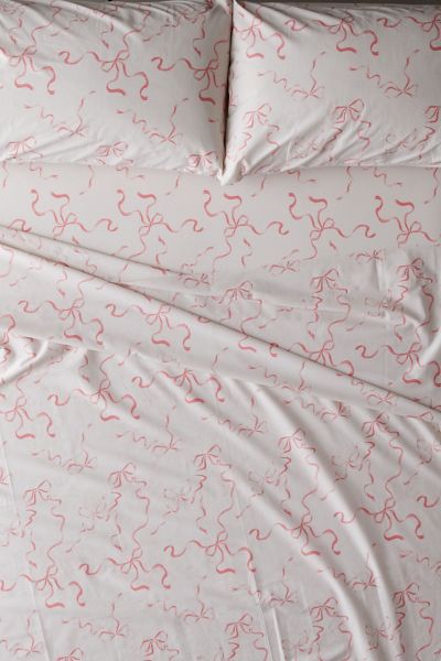 Urban Outfitters Painted Bows Sheet Set In Pink At  In Neutral