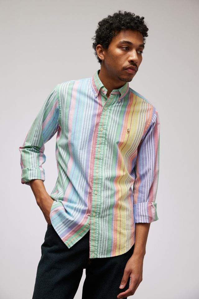 Polo striped button outlet down shirt