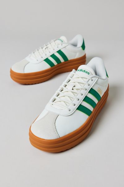 Adidas Originals Vl Court Bold "core White/court Green/gold Metallic" Sneakers