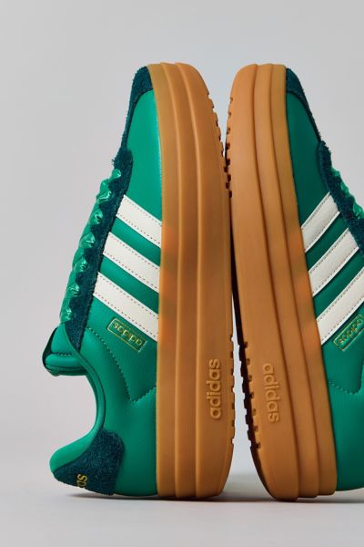 Adidas Originals Women's Vl Court Bold Sneaker In Green Hairy Suede, Women's At Urban Outfitters In Green