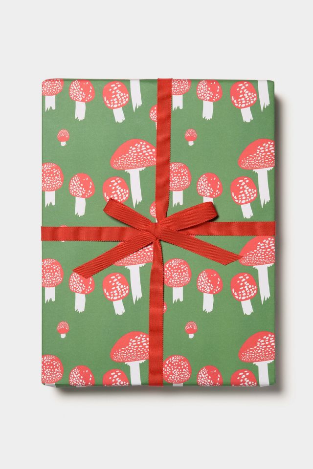 Red Cap Festive Mushrooms Holiday Wrapping Paper Roll - Set of 3
