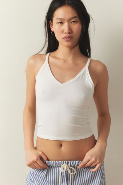 Shop Out From Under Cotton Compression Racerback Tank Top In White, Women's At Urban Outfitters