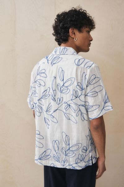 Loom Blue Floral Embroidered Shirt