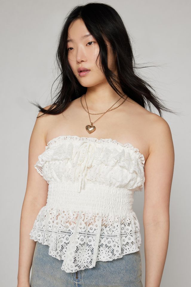 White lace hot sale tube top