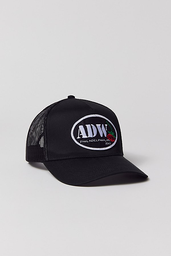 Adw Uu Rose Trucker Hat In Black, Women's At Urban Outfitters