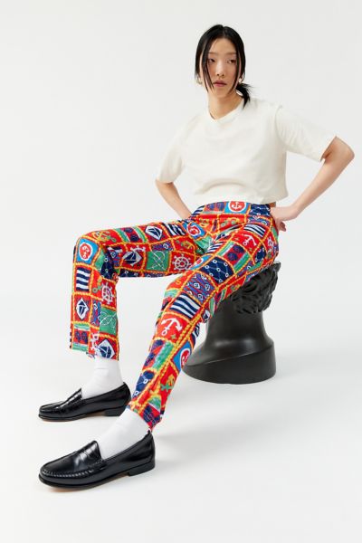 Shop Urban Renewal Vintage Nautical Print Pant In Red At Urban Outfitters