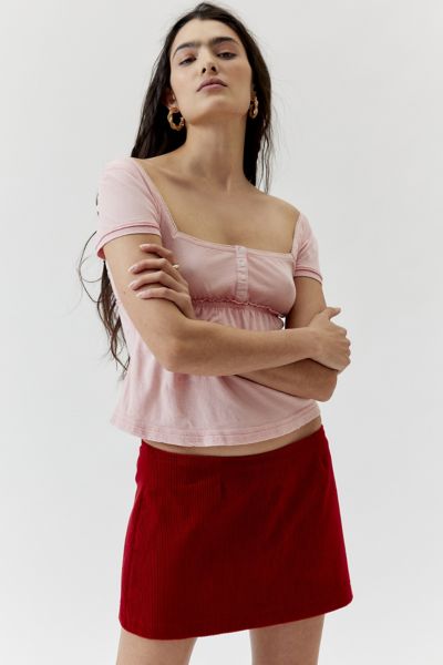 Urban Renewal Remnants Cord Micro Mini Skirt In Red, Women's At Urban Outfitters