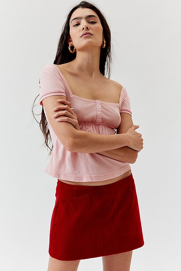 Urban Renewal Remnants Cord Micro Mini Skirt In Red, Women's At Urban Outfitters
