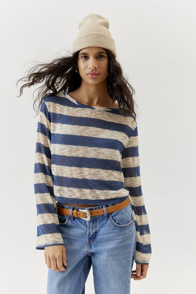 Urban Renewal Remnants Wide Stripe Loose Knit Silky Long Sleeve Tee #2