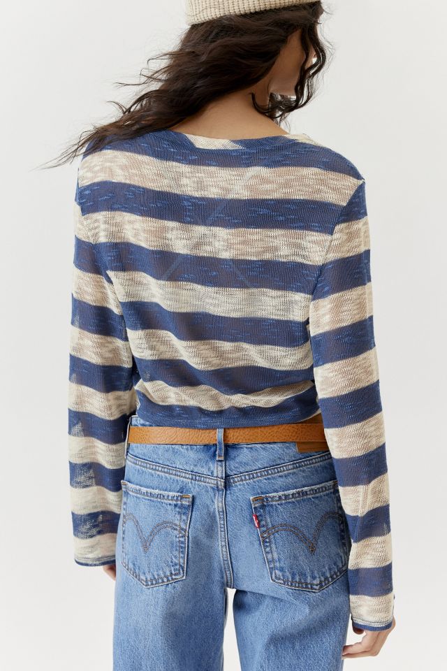 Urban Renewal Remnants Wide Stripe Loose Knit Silky Long Sleeve Tee #3