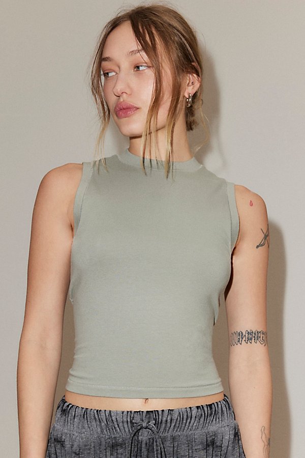 Out From Under Cotton Compression Muscle Tank Top In Moss, Women's At Urban Outfitters In Green