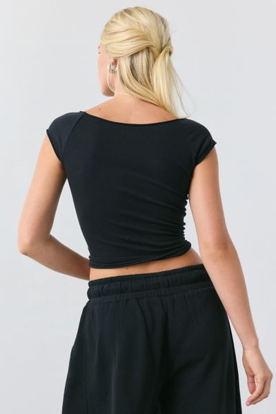 Out From Under Cotton Compression Boatneck Cropped Tee