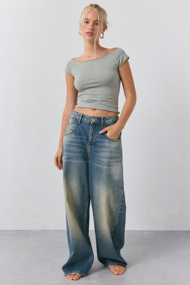 Out From Under Cotton Compression Boatneck Cropped Tee