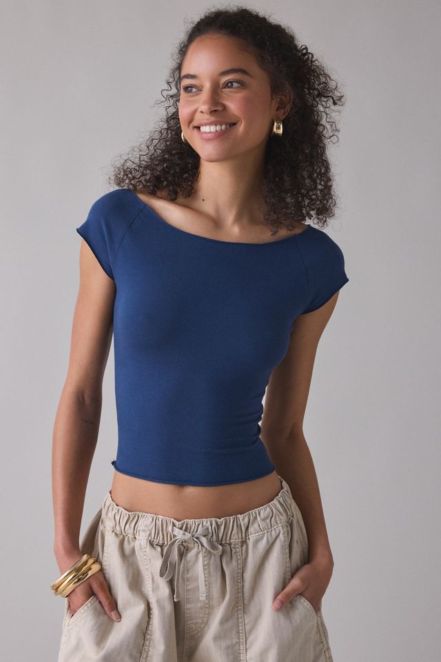 Out From Under Cotton Compression Boatneck Cropped Tee #1