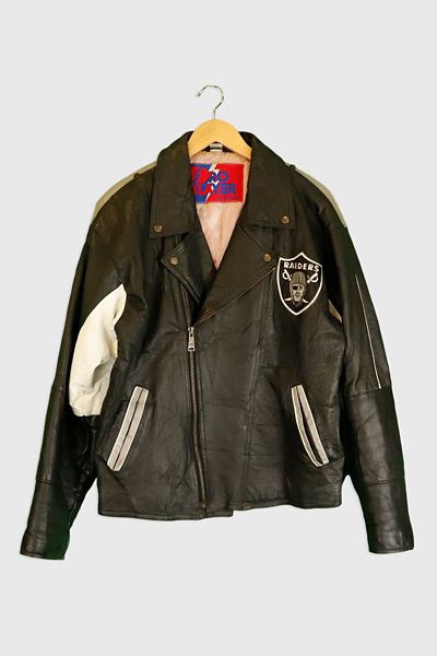 Vintage NFL Raiders Leather Motorcycle Jacket | Urban Outfitters