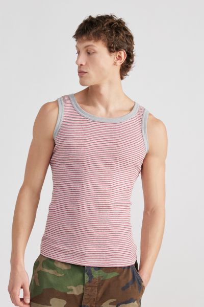 Shop Urban Renewal Vintage Striped Tank Top In Red, Men's At Urban Outfitters