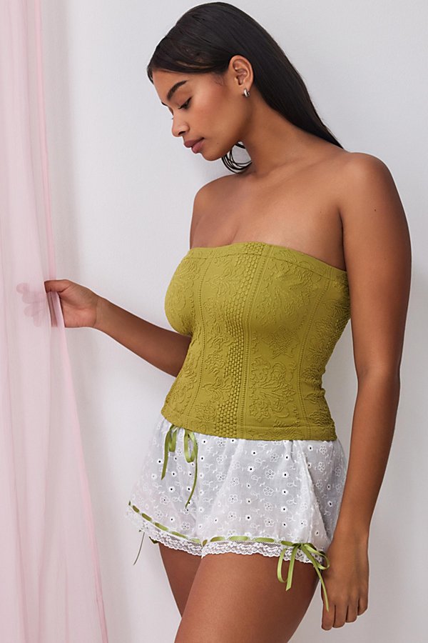 Out From Under Tapestry Texture Bandeau Crop Top In Green At Urban Outfitters
