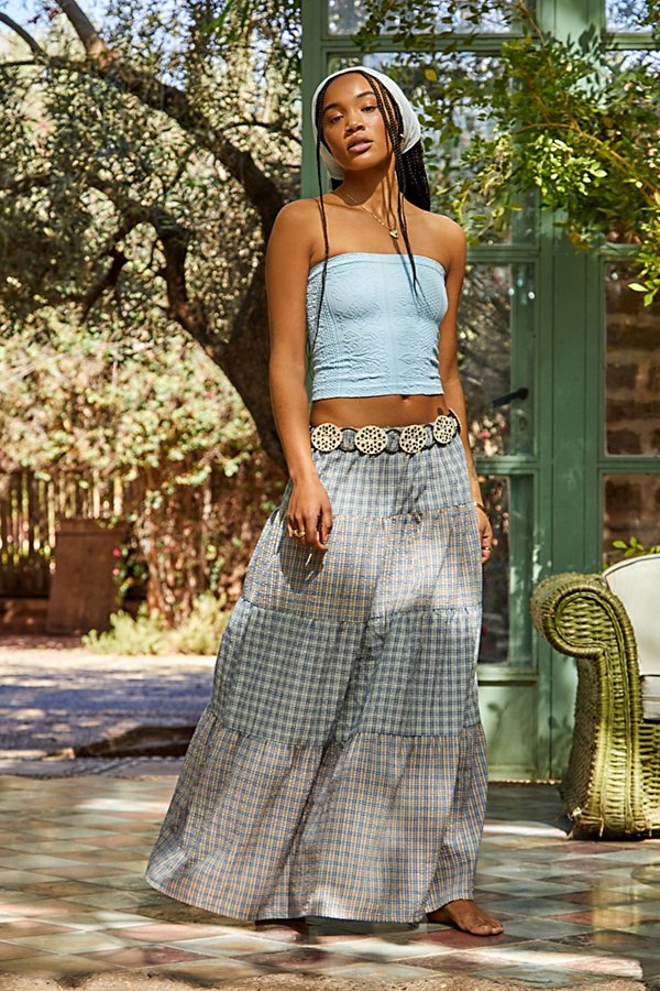 Out From Under Tapestry Texture Bandeau Crop Top In Blue At Urban Outfitters