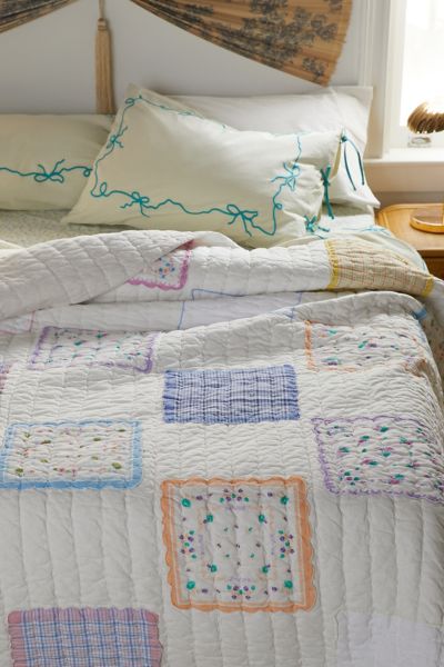 Shop Urban Renewal Remnants Hankie Quilted Throw Blanket In Bleached Out At Urban Outfitters