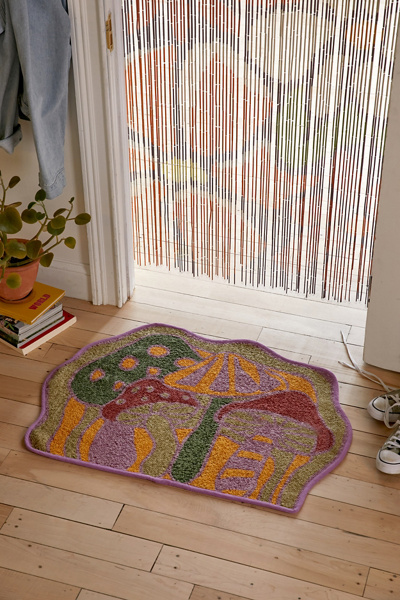 Nubby Mushroom Screen Printed Rug | Urban Outfitters Canada