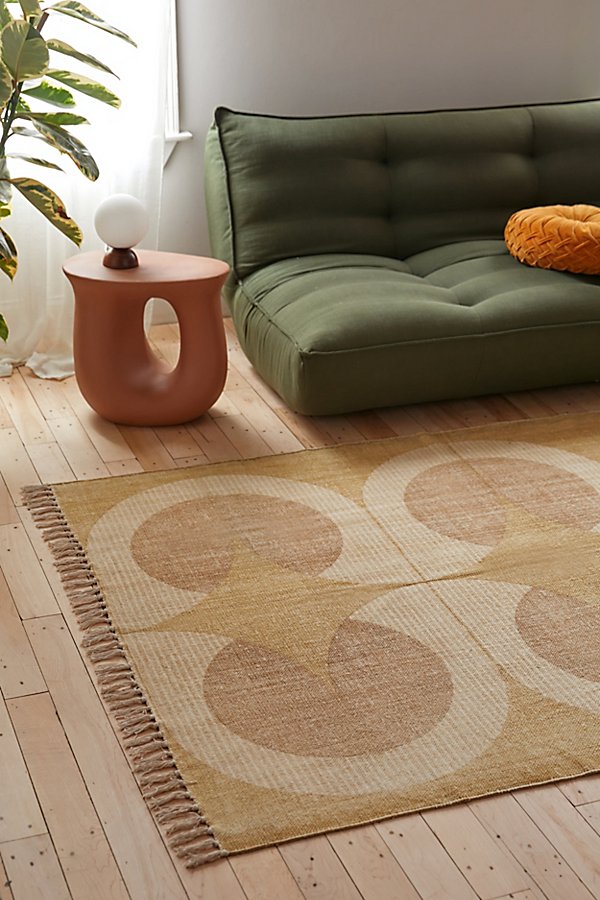 Shop Urban Outfitters Jasmine Geo Brushed Rug In Gold At