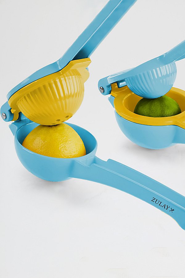 Zulay Kitchen Lemon And Lime 2-in-1 Hand Juicer In Cool Blue/yellow At Urban Outfitters