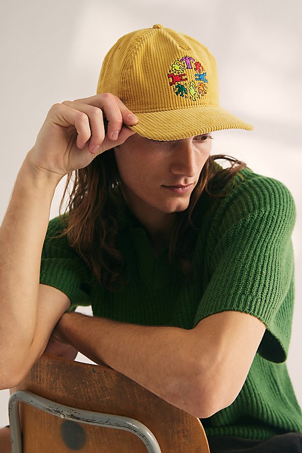Shop Keith Haring Dancing Dudes Cord Hat In Tan, Men's At Urban Outfitters
