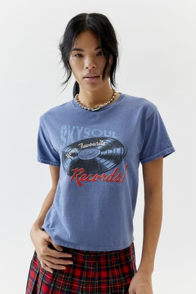 Urban Outfitters Record Star Soul Slim Tee In Navy, Women's At