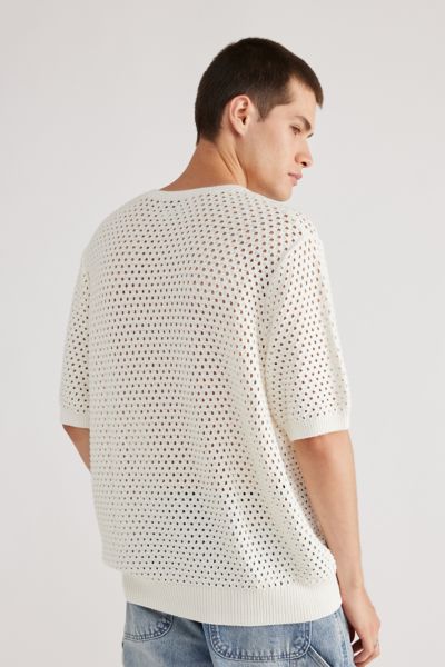 GUESS ORIGINALS Crochet Short Sleeve Sweater