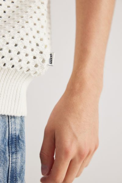 GUESS ORIGINALS Crochet Short Sleeve Sweater