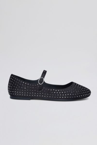 Intentionally Blank Crystal Satin Ballet Flat In Black, Women's At Urban Outfitters
