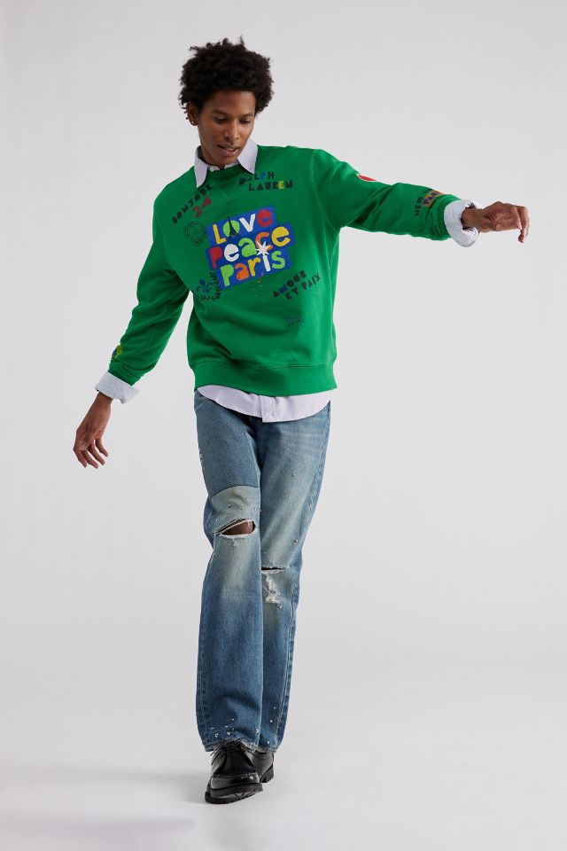 polo ラルフローレン　スウェット　レディース　PEACE LOVE Polo Ralph Lauren Peace Love Paris Crew Neck Sweatshirt