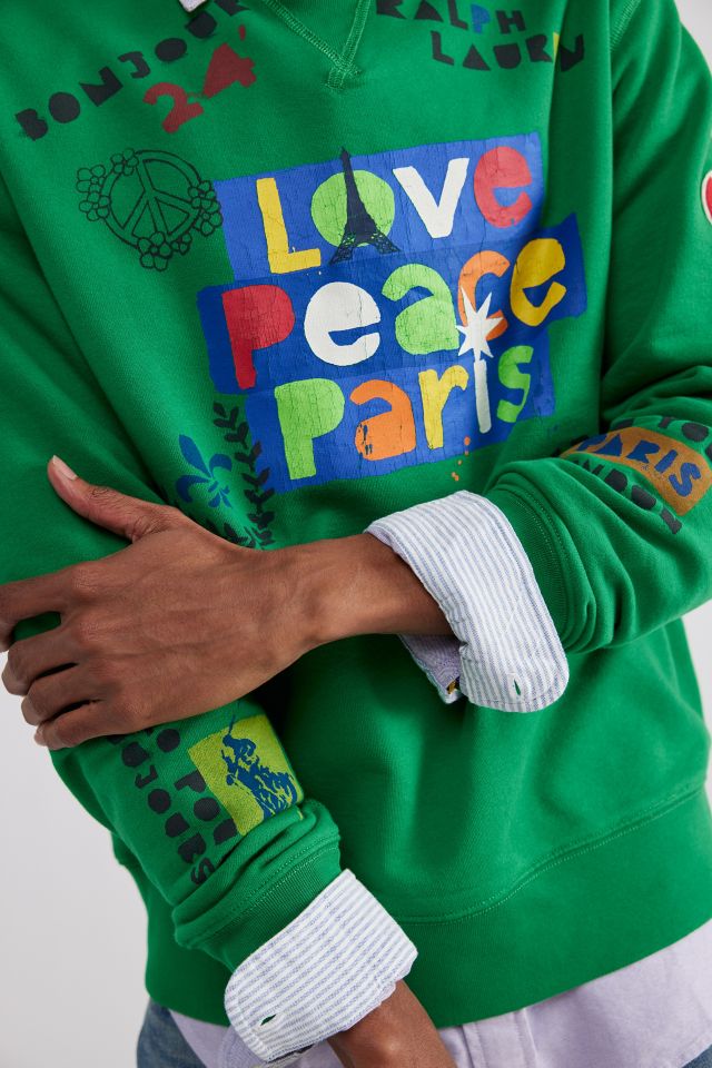 polo ラルフローレン　スウェット　レディース　PEACE LOVE Polo Ralph Lauren Peace Love Paris Crew Neck Sweatshirt