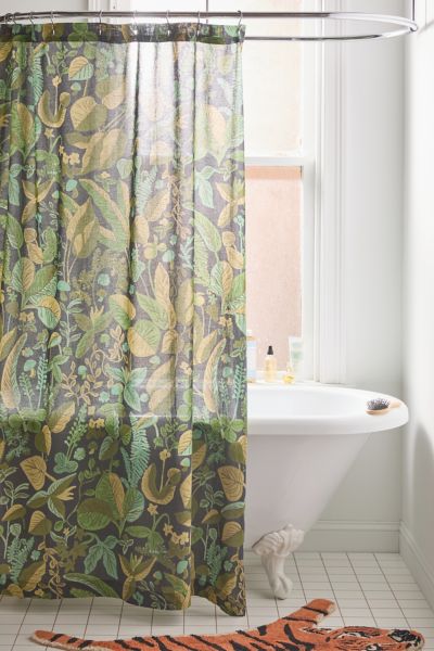 Shop Urban Outfitters Ivy Greenery Shower Curtain In Black At