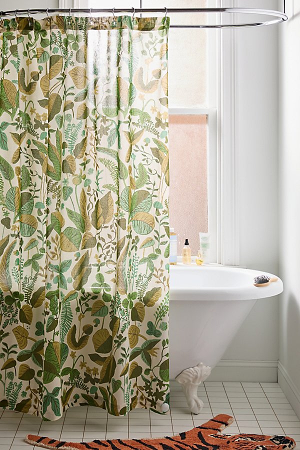 Shop Urban Outfitters Ivy Greenery Shower Curtain In Ivory At