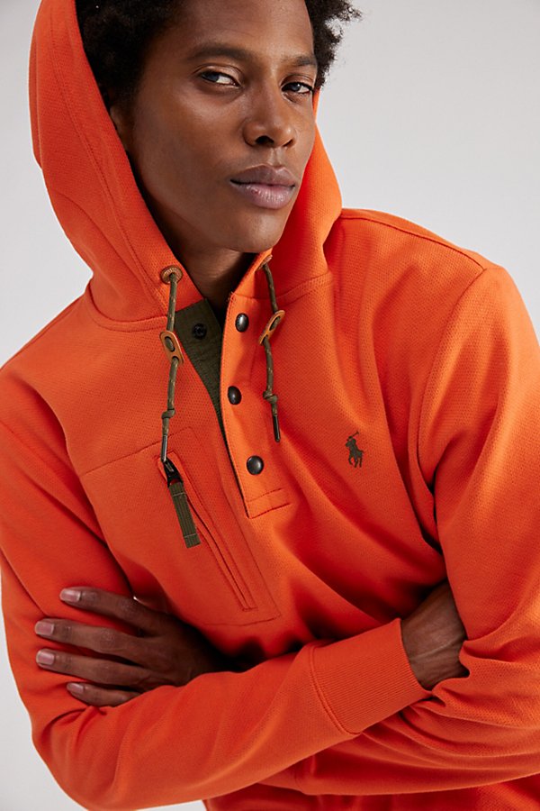 Shop Polo Ralph Lauren Expedition Terry Hoodie Sweatshirt In Orange, Men's At Urban Outfitters