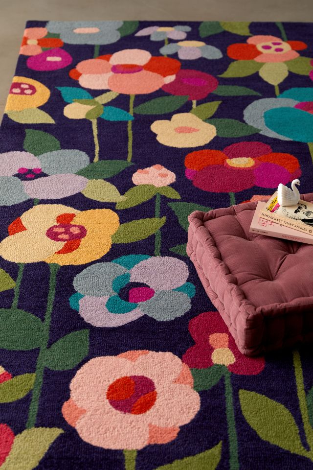 Classic Blue Hand-Tufted Wool Runner Rug, 27" x 8"