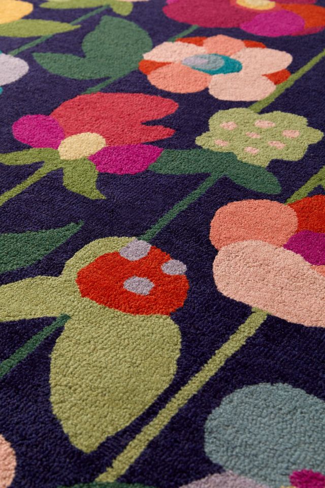 Classic Blue Hand-Tufted Wool Runner Rug, 27" x 8"