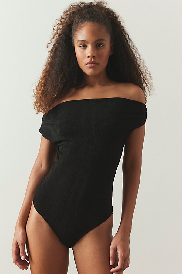 Out From Under Sofie Off-the-shoulder Bodysuit In Black, Women's At Urban Outfitters