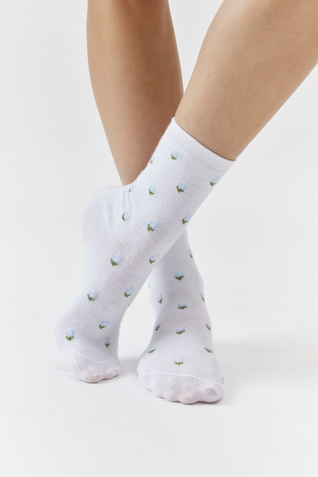 Little Flowers Soft Crew Sock | Urban Outfitters