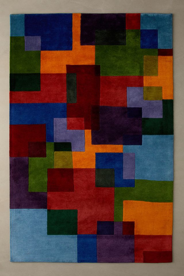 Multicolor Hand-Tufted Wool Geometric Area Rug