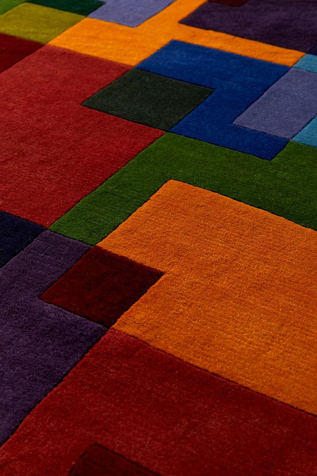 Multicolor Hand-Tufted Wool Geometric Area Rug