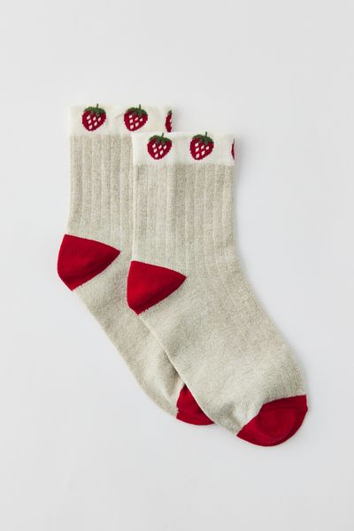 Shop Urban Outfitters Strawberry Colorblock Crew Sock, Women's At  In Multicolor
