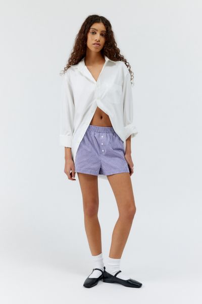 Urban Renewal Remnants Made In La Button Front Boxer Short In Purple, Women's At Urban Outfitters