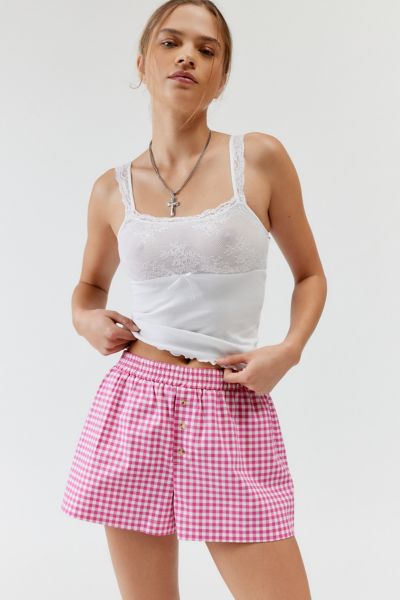 Urban Renewal Remnants Made In La Button Front Boxer Short In Blush, Women's At Urban Outfitters