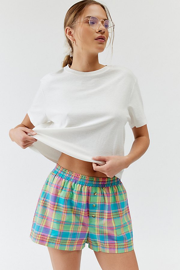 Urban Renewal Remnants Made In La Button Front Boxer Short, Women's At Urban Outfitters In Multicolor