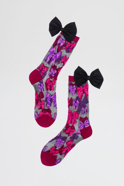 Sock Candy Big Bow Energy Black Sheer Sock Urban Outfitters 